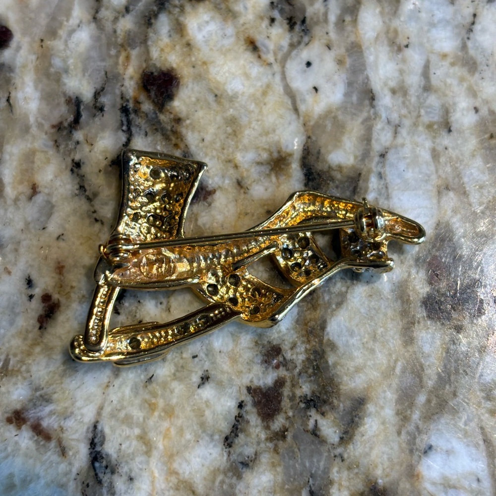 Chunky Heel Sandal Brooch Sparkling Gold and Silver - Picture 11 of 11